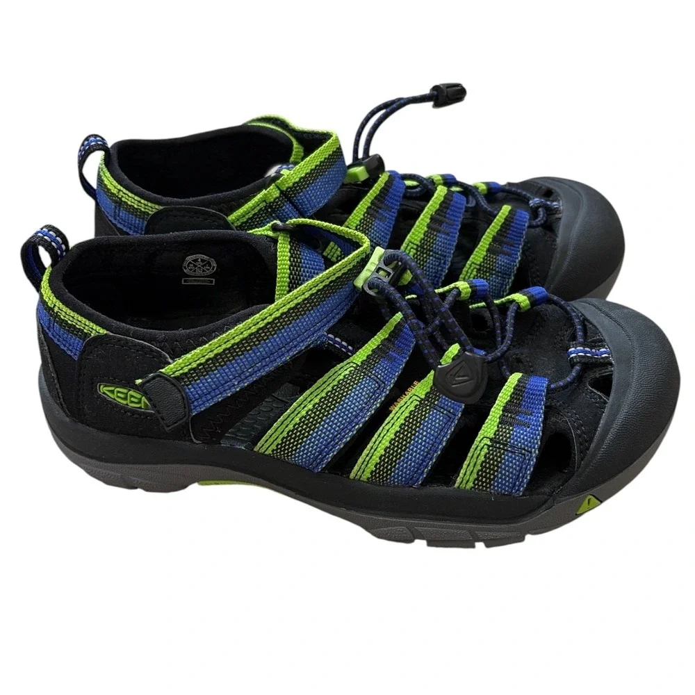 Keen Newport H2‎ Kids Sandals Blue Lime Green Striped Size 4Y